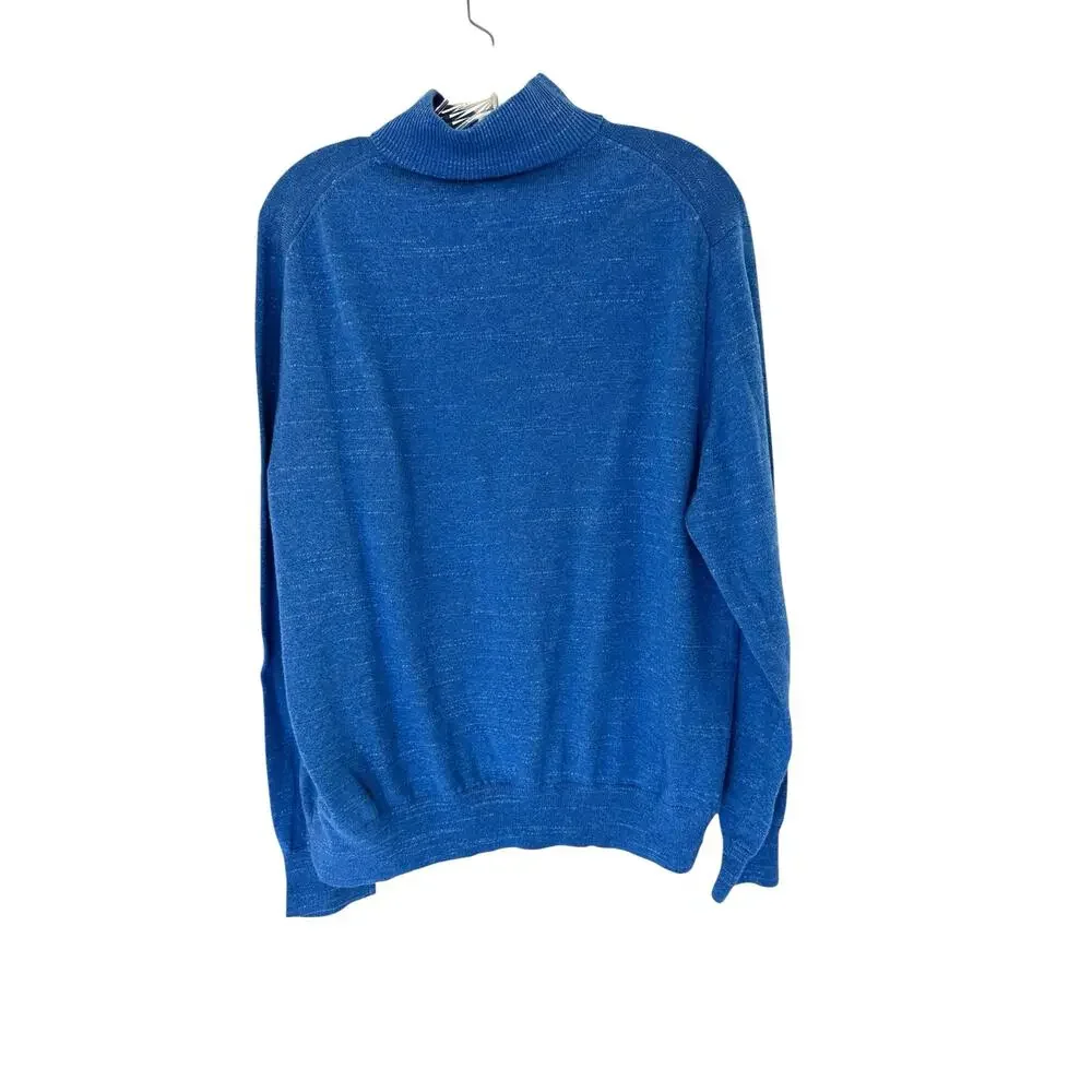 J.Crew Men's Blue Cotton Office Work‎ Raglan Half Zip Pullover Sweater Large